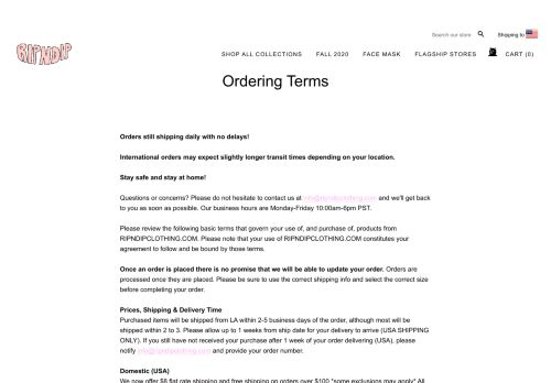 
                            3. Shipping/Ordering Terms – RIPNDIP