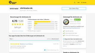 
                            11. shirtinator.de Bewertungen & Erfahrungen | Trusted Shops