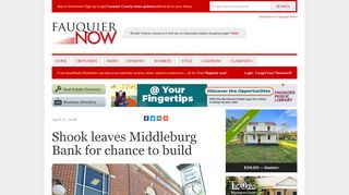
                            9. Shook leaves Middleburg Bank for chance to build - Fauquier Now