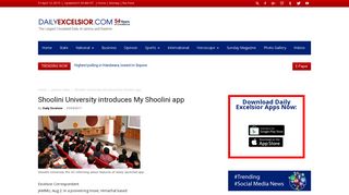 
                            5. Shoolini University introduces My Shoolini app - Daily Excelsior