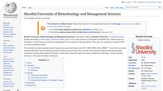 
                            9. Shoolini University of Biotechnology and Management ... - Wikipedia
