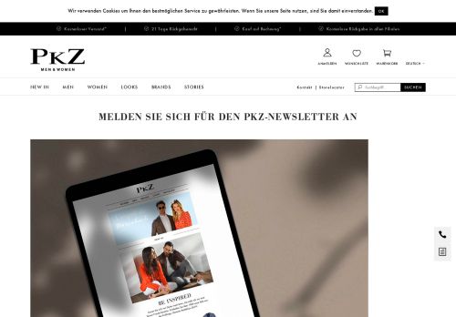 
                            8. shop online PKZ.ch. Newsletter abonnieren | PKZ