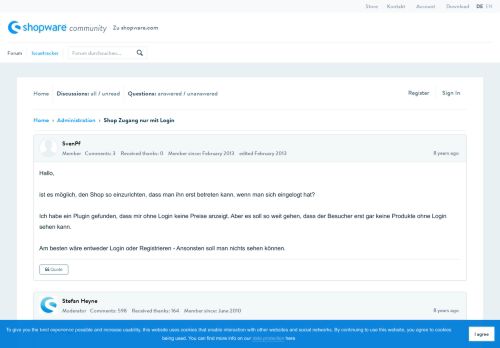 
                            1. Shop Zugang nur mit Login - Shopware Community Forum