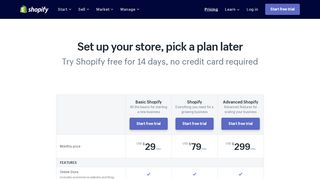 
                            11. Shopify Pricing - Setup and Open Your Online Store Today – Free Trial