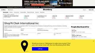 
                            10. Shop'N Chek International Inc: Company Profile - Bloomberg