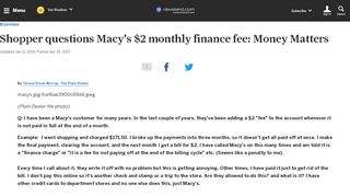 
                            13. Shopper questions Macy's $2 monthly finance fee: Money Matters ...