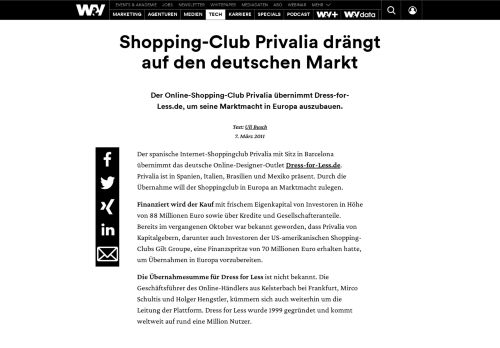 
                            12. Shopping-Club Privalia drängt auf den deutschen Markt | W&V