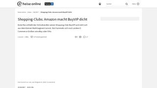 
                            5. Shopping-Clubs: Amazon macht BuyVIP dicht | heise online
