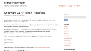 
                            6. Shopware CSRF Token: Fehler, Deaktivieren, Lösung