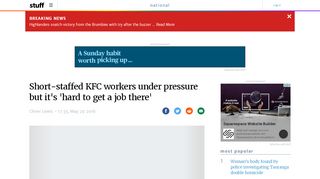 
                            12. Short-staffed KFC workers under pressure but it's 'hard to get a job ...