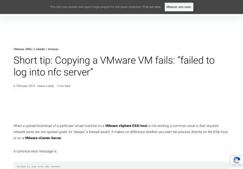 
                            5. Short tip: Copying a VMware VM fails: 