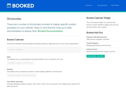 
                            11. Shortcodes – Booked - Booked is appointment booking for WordPress.
