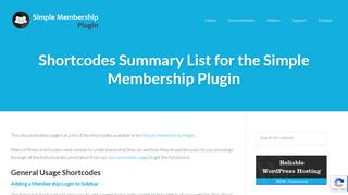 
                            7. Shortcodes Summary List for the Simple Membership Plugin ...