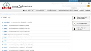 
                            7. Shortcut Keys - Income Tax Department