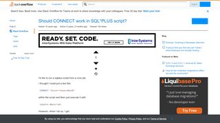 
                            7. Should CONNECT work in SQL*PLUS script? - Stack Overflow