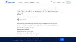 
                            7. Should I enable a password for user www-data? | DigitalOcean