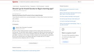 
                            6. Should I go for Avanti Gurukul or Byju's learning app? - Quora