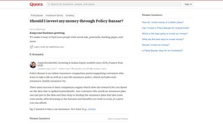 
                            12. Should I invest my money through Policy Bazaar? - Quora