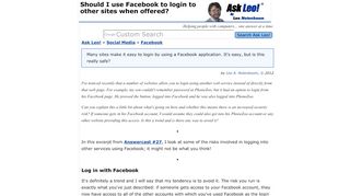 
                            7. Should I use Facebook to login to other sites when offered? - Ask Leo!