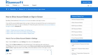 
                            5. Show Acoount Details on Windows 10 Sign-in Screen - iSumsoft