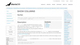
                            13. SHOW COLUMNS - MariaDB Knowledge Base