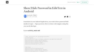 
                            3. Show/Hide Password in EditText in Android – Droid By Me – Medium
