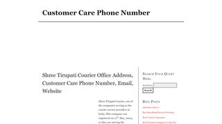 
                            11. Shree Tirupati Courier Office Address, Customer Care Phone Number ...