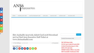 
                            10. Shri Aushadhi Ayurveda Admit Card 2018 Download 50774 Chief ...