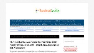 
                            9. Shri Aushadhi Ayurveda Recruitment 2018| 5,0774 Area Executive ...
