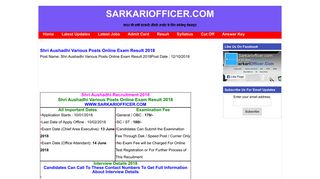 
                            12. Shri Aushadhi Various Posts Online Exam Result ... - SarkariOfficer.Com