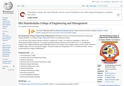 
                            3. Shri Ramdeobaba College of Engineering and Management - Wikipedia