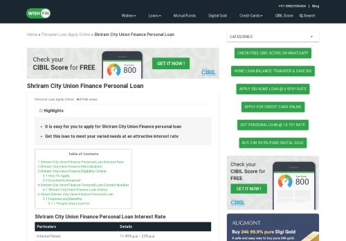 
                            9. Shriram City Union Finance Personal Loan - Rates Feb 2019 ... - Wishfin