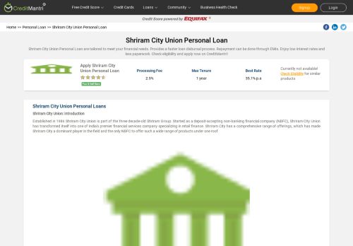 
                            6. Shriram City Union Personal Loan at Lowest Interest Rates @ 35.1 ...