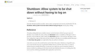 
                            2. Shutdown Allow system to be shut down without ... - Microsoft Docs