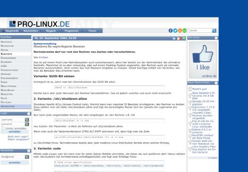 
                            7. Shutdown für unprivilegierte Benutzer - Pro-Linux