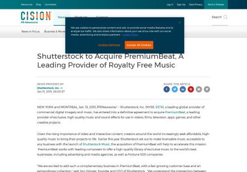 
                            10. Shutterstock to Acquire PremiumBeat, A Leading ... - PR Newswire