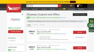 
                            5. Shyaway Coupons & Offers, February 2019 Promo Codes