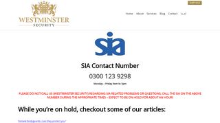 
                            4. SIA Contact Number - SIA Phone Number - SIA Telephone Number
