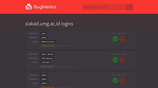 
                            10. siakad.umg.ac.id passwords - BugMeNot