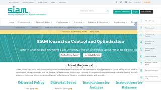 
                            6. SIAM Journal on Control and Optimization (SICON)