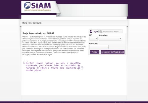 
                            6. SIAM - Sistema Integrado de Arrecadação Municipal