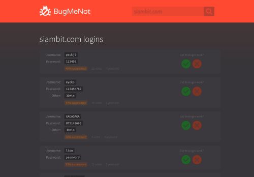 
                            9. siambit.com passwords - BugMeNot