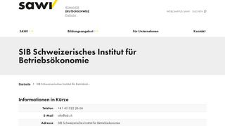 
                            10. SIB Schweizerisches Institut für Betriebsökonomie | SAWI Swiss ...