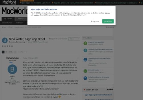 
                            9. Siba-kortet, säga upp skitet - Papperskorgen - MacWorld forum ...