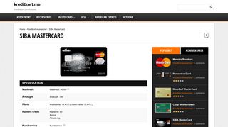 
                            7. SIBA MasterCard • Kreditkort.me