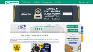 
                            9. Siba Testing Services jobs 2019 in Pakistan - STS Jobs on ...