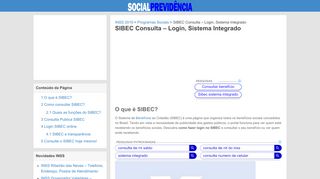 
                            9. SIBEC Consulta - Login, Sistema Integrado | INSS 2018