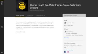 
                            12. Siberian Health Cup (Asia Champs Russia Preliminary Division ...