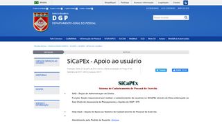 
                            3. SiCaPEx - Apoio ao usuário - DGP - Exército Brasileiro