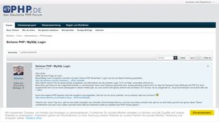 
                            5. Sicherer PHP / MySQL Login - php.de